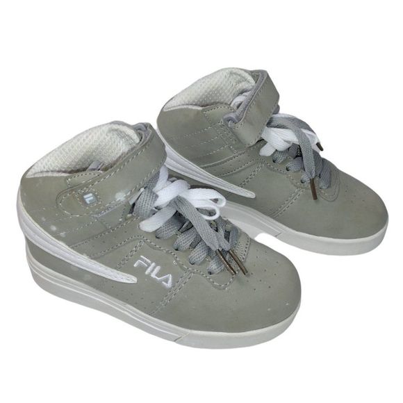 NEW Fila Boys' Vulc Basketball Hightop Shoes Heather Grey/White Size 11½ *Flawed - Picture 1 of 10